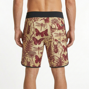 Shorts de bain imprimés pour hommes, taille mi-haute, avec cordon de serrage, séchage rapide, décontractés, motif bermuda - Product Image 4