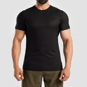 Men's <b>Black</b> Slim Fit Short Sleeve O-Neck Quick Dry Knitted T-<b>Shirt</b> - Product Image 2