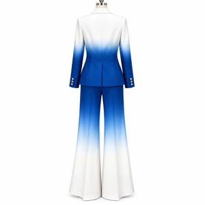 Women Gradient Color High Quality Breathable Suit Set Full Length <b>Pants</b> Turn-<b>down</b> Collar Elegant Design Regular Fit Spring Wear - Product Image 3