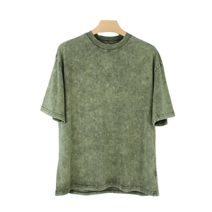 Camiseta de Hombre al por Mayor con Lavado Ácido, Estilo Urbano Hip Hop, 100% Algodón, con Logotipo Personalizable, Oversize Vintage - Product Image 2
