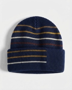Gorro de Invierno de Punto Suave, Gorro de Punto a Rayas Moderno, Gorro para Clima Frío, Gorro de Punto Cálido y Elegante, Gorro de Invierno Informal para Exteriores - Product Image 3