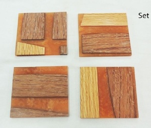 Eco Friendly Acacia Wooden Coasters Epoxy Resin Modern <b>Square</b> Non Slip Heat Resistant <b>Table</b> Mats Home <b>Bar</b> Best Price - Product Image 5