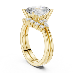 แหวนเพชรทรงรัศมี 2.50 กะรัต ทอง 14K หรูหราสง่างาม ได้รับการรับรองจาก IGI พร้อมวงแหวนเข้าชุด สำหรับผู้หญิง เหมาะสำหรับงานหมั้นและงานแต่งงาน - Product Image 3
