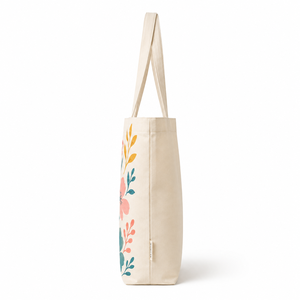 Floral Canvas Cotton <b>Tote</b> Bag Reusable Large Capacity Shopping Bag Washable Long Handle Carryall for Daily <b>Travel</b> Gift - Product Image 4