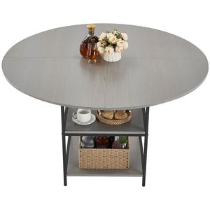 Tavolo da Pranzo Rotondo Moderno in Legno da 47 Pollici per 4-6 Persone, Arredamento per il Tempo Libero con Ripiano Portaoggetti - Product Image 3