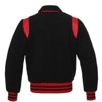Veste universitaire noire et rouge pour homme, en laine et polyester, style preppy, col rabattu, coupe classique, pour l'automne