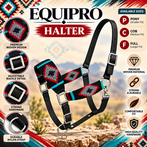 EQUIPO: Cabestro Ajustable de Nylon Estilo Western para Caballo con Cabezal de Cuentas y Herrajes de Concho Plateados - Product Image 2