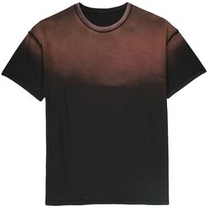 T-shirt Vintage Homme Lavé à l'Acide en Détresse 100% Coton Lourd 260 Grammes Col Côtelé Logo Surdimensionné Style Streetwear - Product Image 1