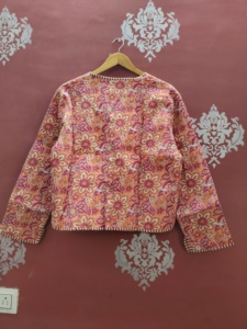 Veste élégante pour femme brodée de fleurs, manches longues, col en V, style automne, longueur standard, manteau en polyester fait main, cadeau pour elle - Product Image 4