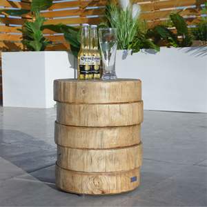 Natural Wood Finish Faux Wood Grain <b>Side</b> Table Indoor and Outdoor Indoor and Outdoor Tables - Product Image 3