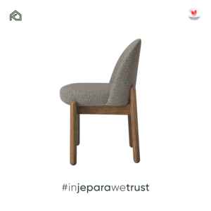 Modern Luxury Single Seater Boucle Teak Wood <b>Chair</b> <b>Padded</b> Fabric Cushioned Dining Room Kitchen Hotel Restaurant Jepara - Product Image 3