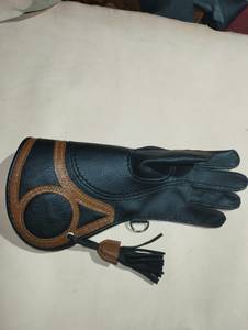 <b>Leather</b> Lightweight Waterproof Full Finger <b>Fingerless</b> <b>Gloves</b> Outdoor Sports Unisex All Seasons Black with Metal Rings and Cables - Product Image 2