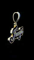 Pendentif personnalisé en émail noir coloré avec lettre, plaqué or, diamant, bijoux de fête hip-hop