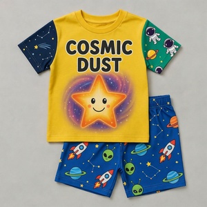 Ensemble décontracté pour garçons et filles, haut et short, coupe ample, vêtements confortables pour enfants, taille personnalisée, production prête à l'exportation - Product Image 1
