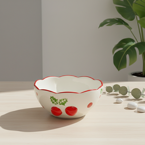 Tazón para Ensalada de Porcelana Fina con Diseño de Flor de Pascua y Puntos, Calidad Premium, 3460988A-15 - Product Image 2