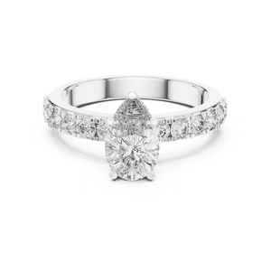 Anillo de Plata de Ley de Lujo con Corte Ovalado, Piedras Brillantes de Circonia Cúbica, Solitario con Incrustaciones, Chapado en Rodio, Elegante para Compromiso, Boda o Novia - Product Image 2