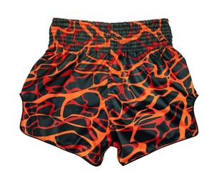 Shorts de Muay Thai Fairtex unisexe, noir, motif flamme orange, polyester durable 140g, toutes saisons - Product Image 2
