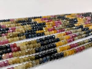 Perles facettées en saphir naturel multicolores, 5-6 mm, forme ronde, 8 pouces de long - Product Image 3