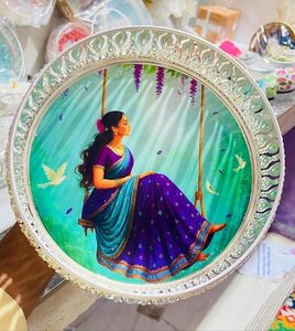 Juego de tarros y bandejas de cuerno Pichwai, hechos a mano con tacto real, con diseño de animales indios, para regalo de recuerdo, al por mayor - Product Image 1