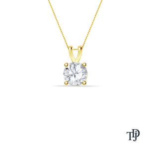 Colgante de oro de 10K con diamante solitario redondo cultivado en laboratorio, clásico con engaste de cuatro puntas y báculo en V, fabricante mayorista y minorista OEM - Product Image 4