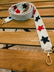 Fashion Eco-Friendly Lightweight Beaded Star Pattern Strap <b>Red</b> Black White stars Bag Accessory - Product Image 5