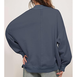Sweat-shirt d'hiver à col roulé pour femme, 100% coton, polaire léger, respirant, écologique, impression numérique, style épaules tombantes - Product Image 4