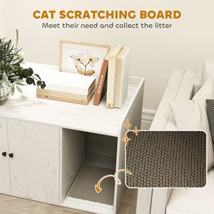 Lettiera per Gatti Bianca Effetto Invecchiato da 32 Pollici con Tappetino Tiragraffi e Ampio Spazio Interno in Silicone per la Maggior Parte dei Gatti - Product Image 6