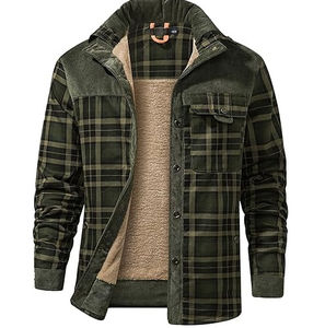 High Quality Camouflage Flannel Pattern Front Button Vintage Heavy <b>Lined</b> Inner Sherpa Hiking <b>Fur</b> Faux Flannel <b>Jackets</b> Breathable - Product Image 2