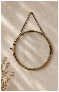 Premium Round Metal Hanging <b>Photo</b> <b>Frame</b>, Antique <b>Gold</b> Finish Picture <b>Frame</b> with Decorative Chain for Family Portraits - Product Image 2