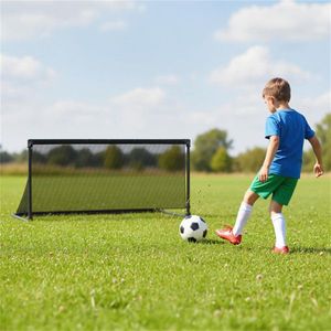 Porta da calcio pieghevole con telaio in metallo resistente e rete in PE antistrappo (taglia S nera) - Product Image 3