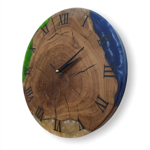 Round Wooden Resin <b>Wall</b> <b>Clock</b> <b>Modern</b> Still Life Pattern Needle Display Quartz Analog Silent Living Room Bedroom Office Decor - Product Image 2
