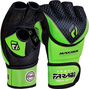ถุงมือ MMA หนังแท้แบบห้านิ้ว ปิดด้วยแถบตีนตุ๊กแก สำหรับชกมวย มวยไทย ยูนิเซ็กซ์ ยี่ห้อ FARABI SPORTS - Product Image 2