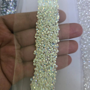 New Design Colorful Sewing Beaded Lace Rhinestone AB Crystal Trim for Clothes <b>Decoration</b> Deals In wholesale - Product Image 1