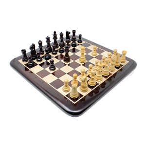 Jeu d'échecs de luxe en bois, artisanal, plateau en bois foncé brillant, pièces d'échecs Staunton lestées, jeu d'échecs personnalisé en gros - Product Image 2