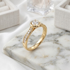 Bague solitaire ronde 0,55 CTW - Monture demi-cannelée - Product Image 3