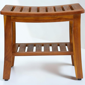 Solid Teak Wood <b>Garden</b> <b>Stool</b> Waterproof Patio Bench with Storage Shelf Small Outdoor Lounge Chair for Balcony Terrace Furniture - Product Image 2