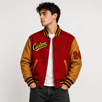 Blouson universitaire unisexe rouge en coton avec manches en chenille, numéro 24, à bouton unique, style bomber universitaire, vêtement d'extérieur d'hiver
