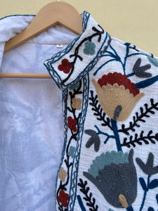 Handmade <b>Velvet</b> Suzani Kimono Jacket Eye Embroidery | Eco-Friendly Breathable Anti-Wrinkle Quick-Dry <b>Quilted</b> 100% Cotton Boho - Product Image 5