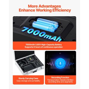 Rilevatore di perdite idrauliche interrato da 2 m (6,6 piedi) 1Hz-5000Hz con touchscreen, localizzatore di perdite per tubazioni, tester per tubi dell'acqua per uso domestico - Product Image 6