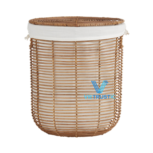 Cesto de Ropa de Bambú y Ratán de Diseño Rústico de Buena Calidad, Organizador de Almacenamiento Ecológico Tejido a Mano, Marca Viettrustic - Product Image 1