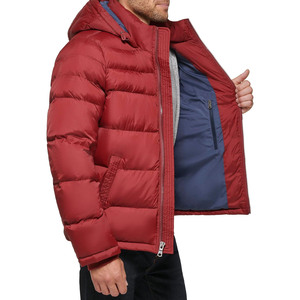 Chaqueta Acolchada con Capucha para Hombre, Color Gris, Cierre de Cremallera, Resistente al Viento, Ropa de Invierno Informal, Corte Regular, Relleno Grueso de Poliéster - Product Image 6