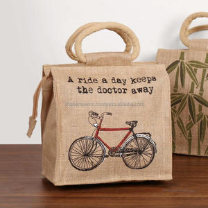 Bolsas de Yute con Estampado de Bicicleta, Bolsas de Regalo Reutilizables y Sostenibles de Lona, Bolsas de Yute con Asa para Uso Diario - Product Image 1