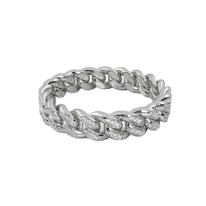Bague chaîne cubaine glacée en or 18 carats, style hip-hop, unisexe, bijou statement minimaliste pour le quotidien, idée cadeau, diamants de laboratoire - Product Image 4