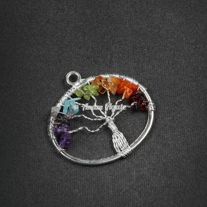 Tendance personnalisé arbre de vie pendentif agate collier de pierres précieuses avec forme de cercle sculpté de style Feng Shui - Product Image 6