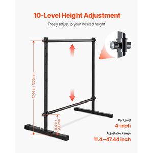 Barra de Ballet Portátil Independiente de 4 Pies, Barra Doble Ajustable en Altura, Antideslizante, Equipo de Gimnasia para Estiramiento - Product Image 4