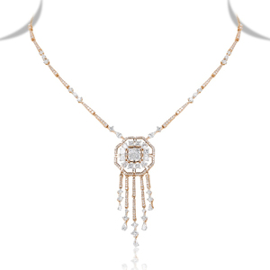 Collar de Lujo con Borlas de Diamantes en Oro Sólido de 18K, Corte Princesa, Chapado en Oro Rosa, Joyería Fina para Mujer, para Bodas - Product Image 2