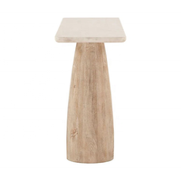 Dessus en marbre blanc luxueux et base en bois blanchie à la chaux élégante Table console Palm Springs en pieds en bois de manguier massif pour salle de séjour