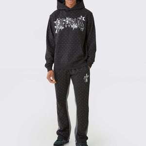Conjunto Deportivo Ligero con Capucha, Estilo Lavado, para Hombre, Diseño de Puntos Negros, Algodón, Ropa Urbana, Sudadera y Pantalones Largos, Invierno - Product Image 1