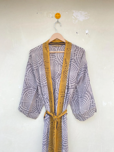 Beautiful <b>Black</b> and White With Yellow Border Kimono <b>Robe</b> Kimono Gown Floral Cardigan <b>Robe</b> for <b>Women</b> - Product Image 6