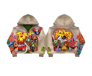 Sudadera con Capucha de Camuflaje Vintage de Alta Calidad para Hombre, con Cierre y Diseño Desgastado, Personalizable con Logotipo TAHAD - Product Image 4